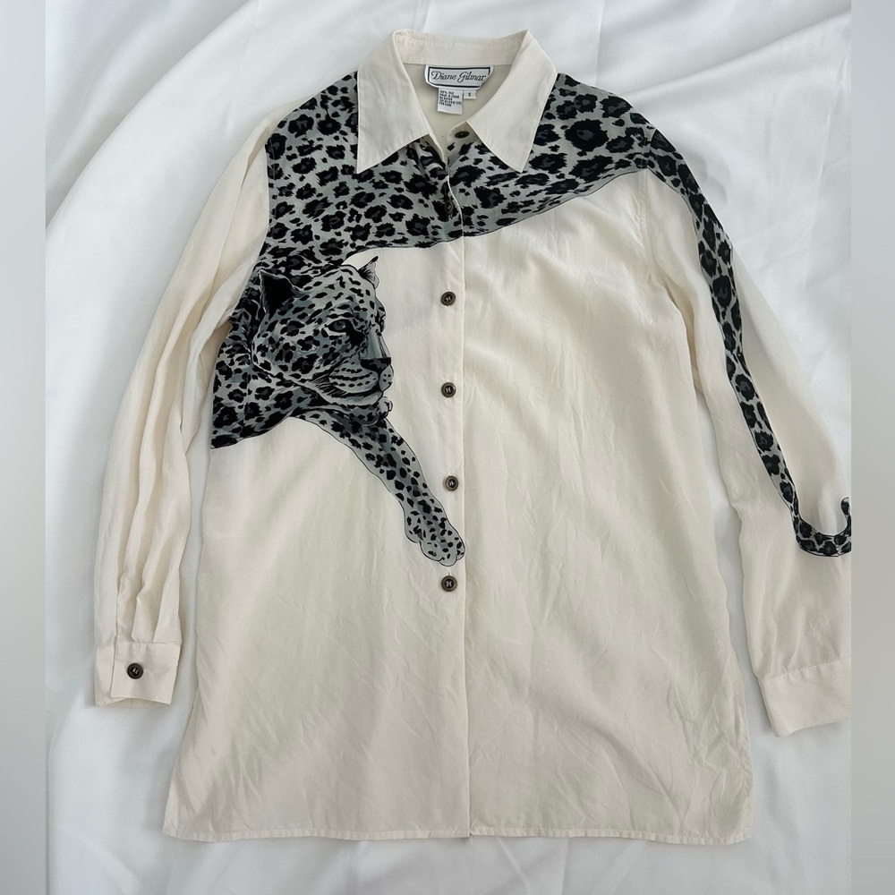 Diane Gibson | 80s Leopard Print Silk Shirt